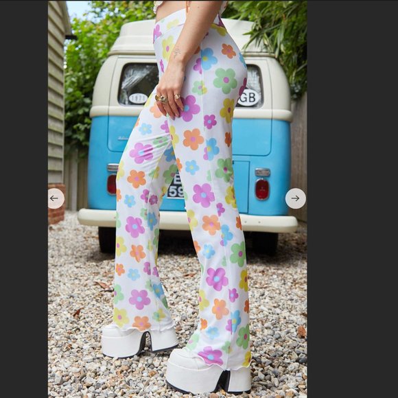 Dolls Kill Pants - Easy Tiger Groovy Babe Floral Mesh Trousers